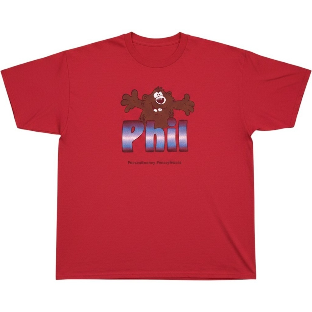 vintage red Punxsutawney Phil t-shirt Groundhog Day Graphic Sz M